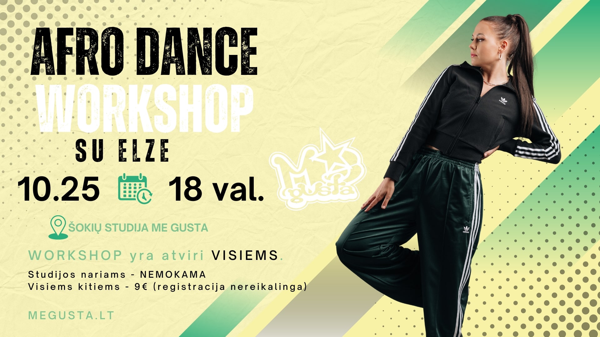 Renginys, Kaune, Šokių seminaras, Elzė Drulytė, Afro Dance, Šokių studija Me Gusta